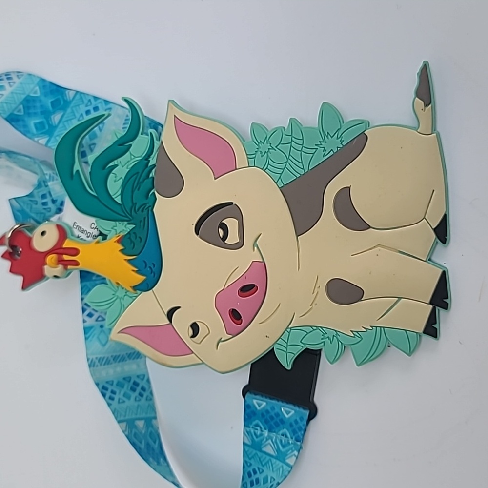 New Disney Moana Pua & Hei Hei ID Lanyard with discoloration